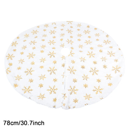 Silver Snowflake Christmas Tree Skirt White Plush Xmas Tree Base Cover Carpet Christmas Decorations For Home Natal New Year 2023 78cm gold