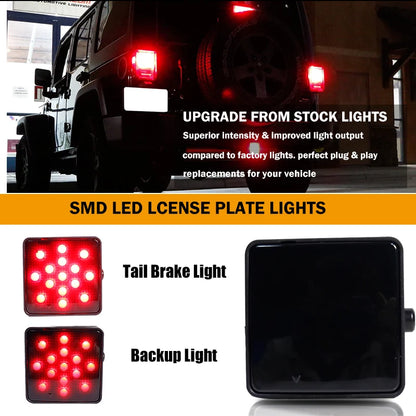 2'' Trailer Hitch Receiver Cover 15 LED Brake Led Lights Tube Cover 4 Pin Car Accessories Car Signal Lamp Warning Strobe Light