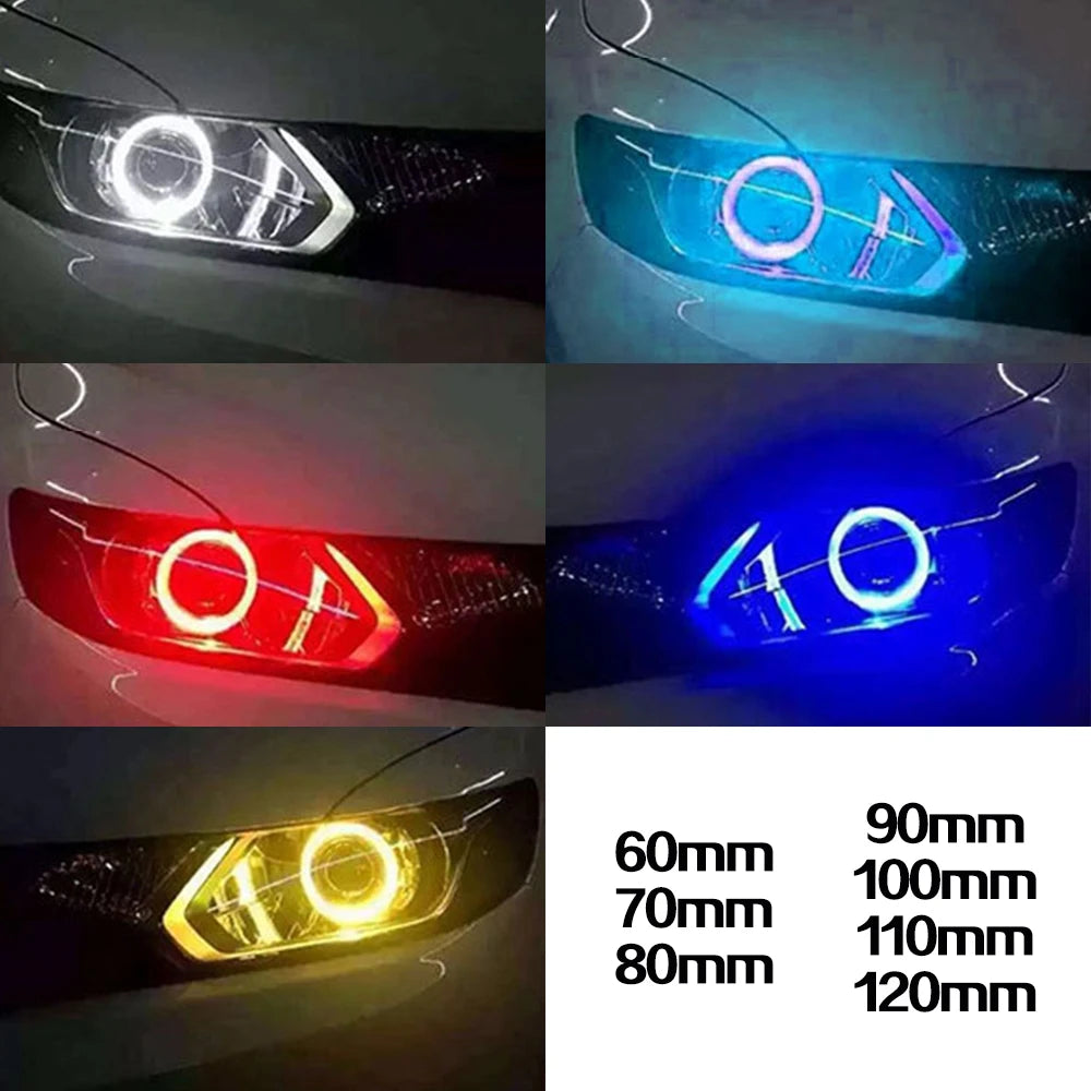 COB Angel Eyes Halo Ring Car Motorcycle DRL Fog Light LED Headlight Bulb Lamp DC 12V