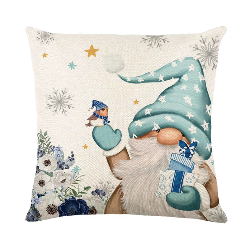 Linen Christmas Pillow Cover Snowman Elk Pillow Case 2023 Christmas Decoration for Home New Year Sofa Car Cushion Cover 45x45cm 22