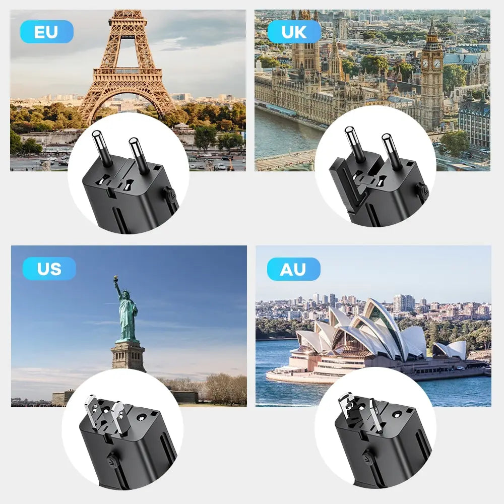 ASOMETECH 20W USB C Charger International Universal Travel Adapter Type C US EU UK AU Plug PD Fast Charger For iPhone Samsung