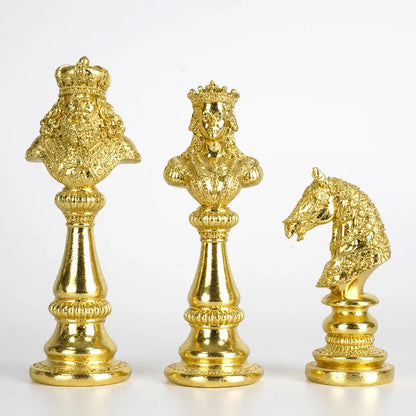 Resin Handicraft Chess Golden King Abstract Portrait Sculpture Chess Piece Decorative Figurines Room Decoration Accessories