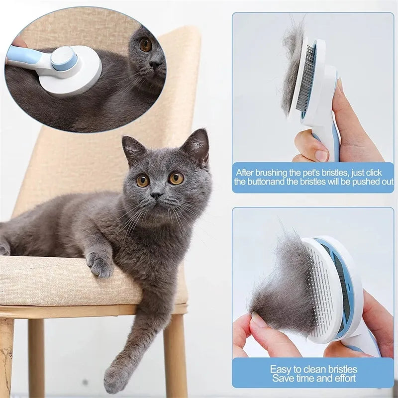 Pet Cat Brush Dog Comb Hair Removes Pet Hair Comb Self Cleaning Slicker Brush For Cats Dogs Removes Tangled Hair Beauty Products