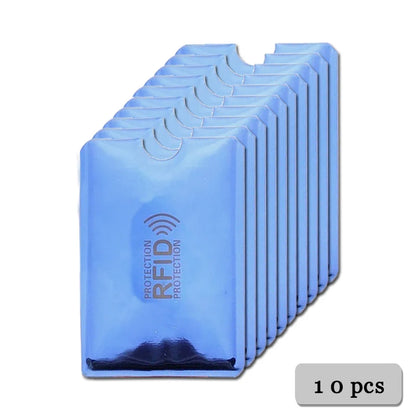 5-20 pcs Aluminium Anti Rfid Card Holder NFC Blocking Reader Lock Id Bank Card Holder Case Protection Metal Credit Card Case 10 pcs Blue