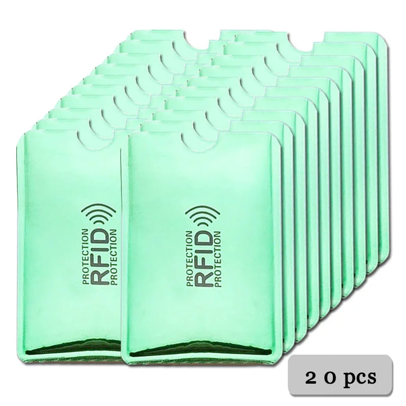 5-20 pcs Aluminium Anti Rfid Card Holder NFC Blocking Reader Lock Id Bank Card Holder Case Protection Metal Credit Card Case 20 pcs Green