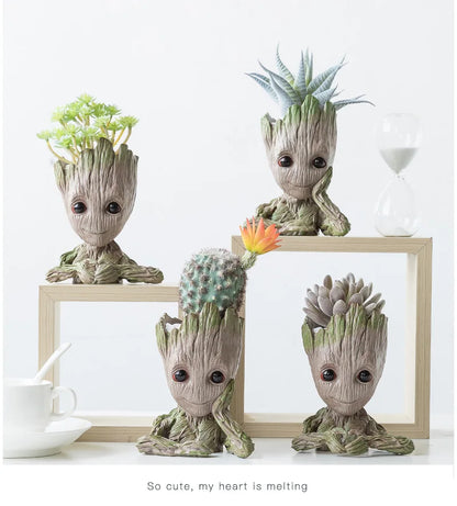 disney Marvel Avengers Groot Mini figure Pen Holder Flower Pot Anime Toys Action Figure Sitting Groot Christmas Kids Toys Gifts