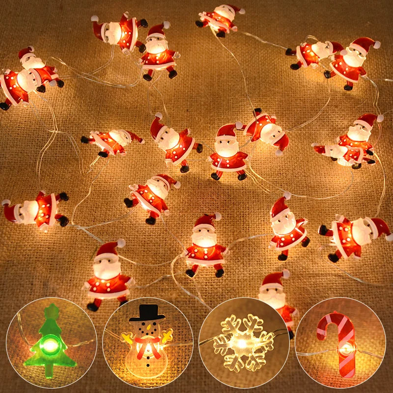 2M Snowman Santa Claus Snowflake LED String Light Garland Xmas Tree Christmas Decoration For Home Navidad Natal New Year Gift