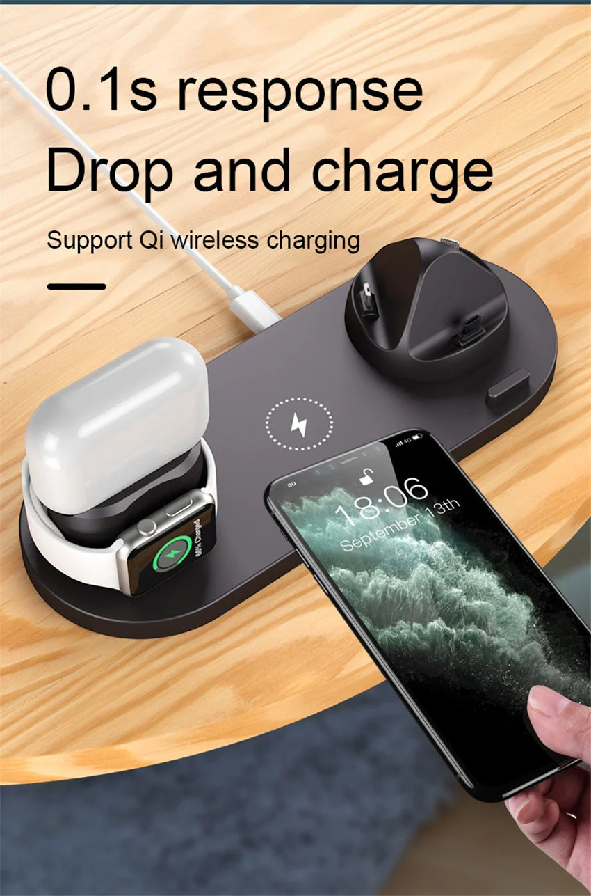 30W 7 in 1 Wireless Charger Stand Pad For iPhone 14 13 12 Pro Max Apple Watch Airpods Phone Chargers Fast Charging Dock Station