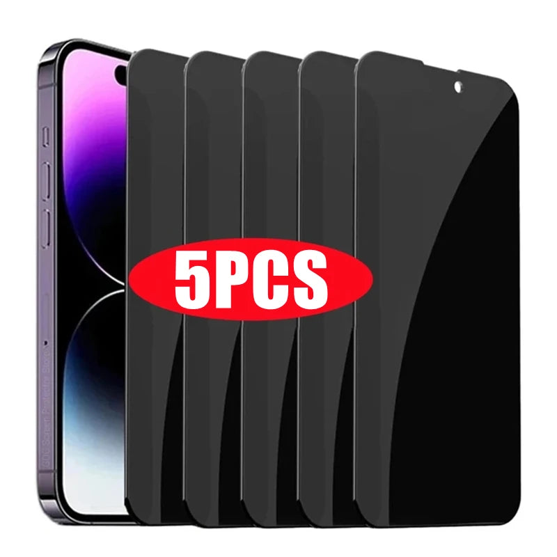 3-5Pcs 8K Privacy Screen Protectors For iPhone 13 11 12 14 Pro Max Mini Anti-spy Protective Glass For iPhone 15 Plus XR X XS MAX 5Pcs Privacy Glass