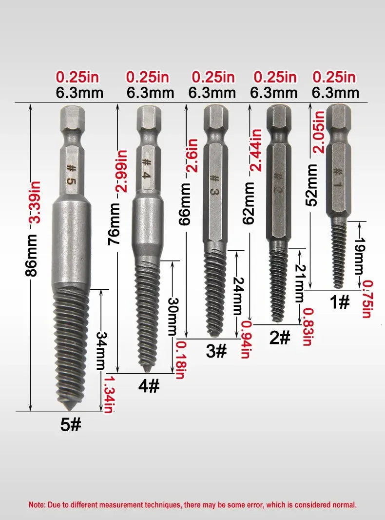 10pc Hexagonal Shank Broken Head Screw Extractor Screw Broken Head Screwdriver for Taking out Electric Drill Tool Set