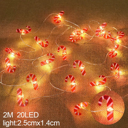 2M Snowman Santa Claus Snowflake LED String Light Garland Xmas Tree Christmas Decoration For Home Navidad Natal New Year Gift Crutch