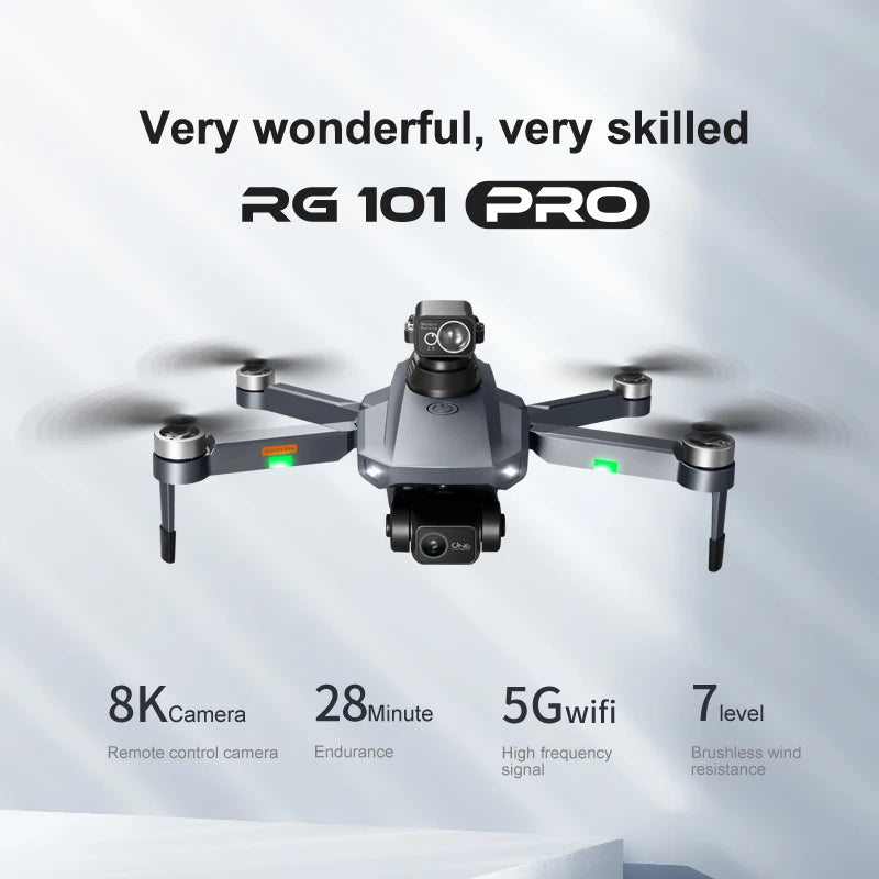 RG101 Pro GPS Drone 4K With 2-axis Gimbal HD Dual Camera 5G WIFI 360° Obstacle Avoidance Brushless Foldable Quadcopter Dron