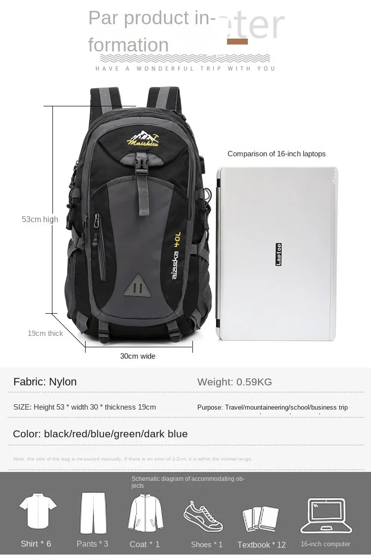 Quality Nylon Waterproof Travel Backpacks Men Climbing Travel Bags Hiking Backpack Outdoor Sport School Bag Men Backpack Women