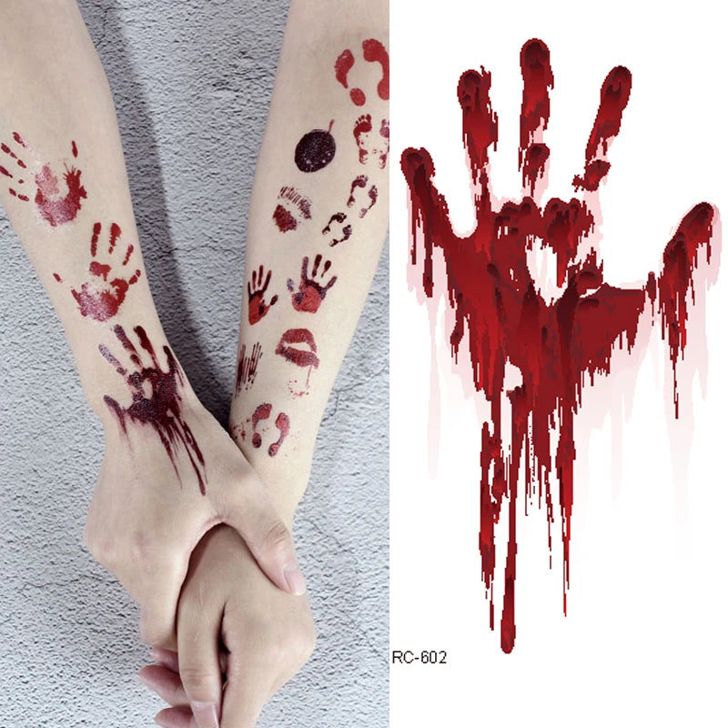 Halloween Waterproof Temporary Tattoos Paper For Men Women Boy Scar Wound Realistic Blood Injury Fash Tattoo Sticker RC-602