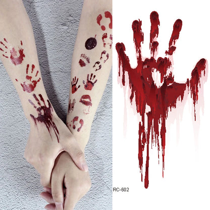 Halloween Waterproof Temporary Tattoos Paper For Men Women Boy Scar Wound Realistic Blood Injury Fash Tattoo Sticker RC-602