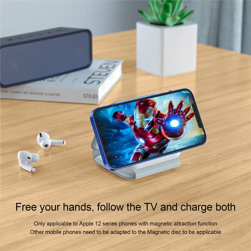 3 In 1 Magnetic Wireless Charger Pad Stand Foldable for iPhone 15 14 13 12 11 Apple Watch AirPods 15W Fast Charging Dock Station