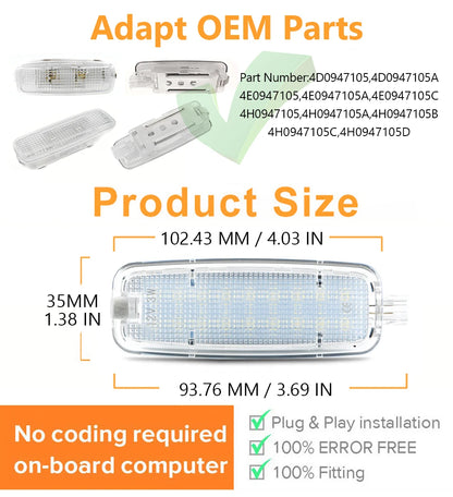 LED Interior Sun Visor Vanity Mirror Lamp Reading Light For Audi A4 B7 B8 A3 8P 8V A6 C6 C7 TT 8J A5 Q5 A8 S3 S4 A7 S5 RS6 S6 S8