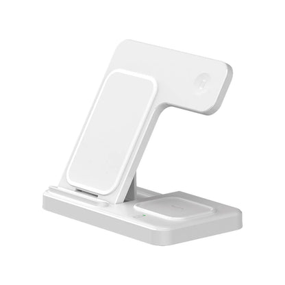 3 In 1 Wireless Charger Stand Pad For iPhone 14 13 12 11X8 Apple Watch 8 7 6 5 Airpods Foldable 15W Fast Charging Dock Station White