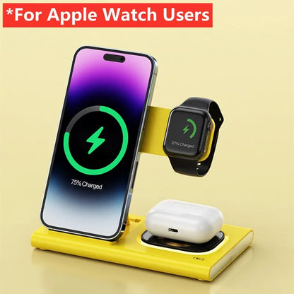 3 in 1 Wireless Charger Stand Pad For iPhone 15 14 13 12 Samsung S23 S22 Galaxy Watch 5 4 Active Buds Fast Charging Dock Station For Apple Watch 3