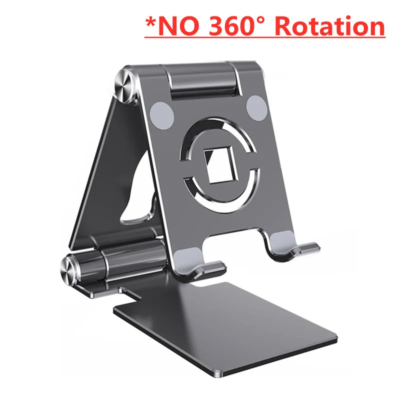 360 Tablet Desk Mobile Phone Holder Stand Adjustable Aluminum Alloy Desktop Lazy Bracket Foldable For iPhone iPad Laptop Samsung Black Style 1