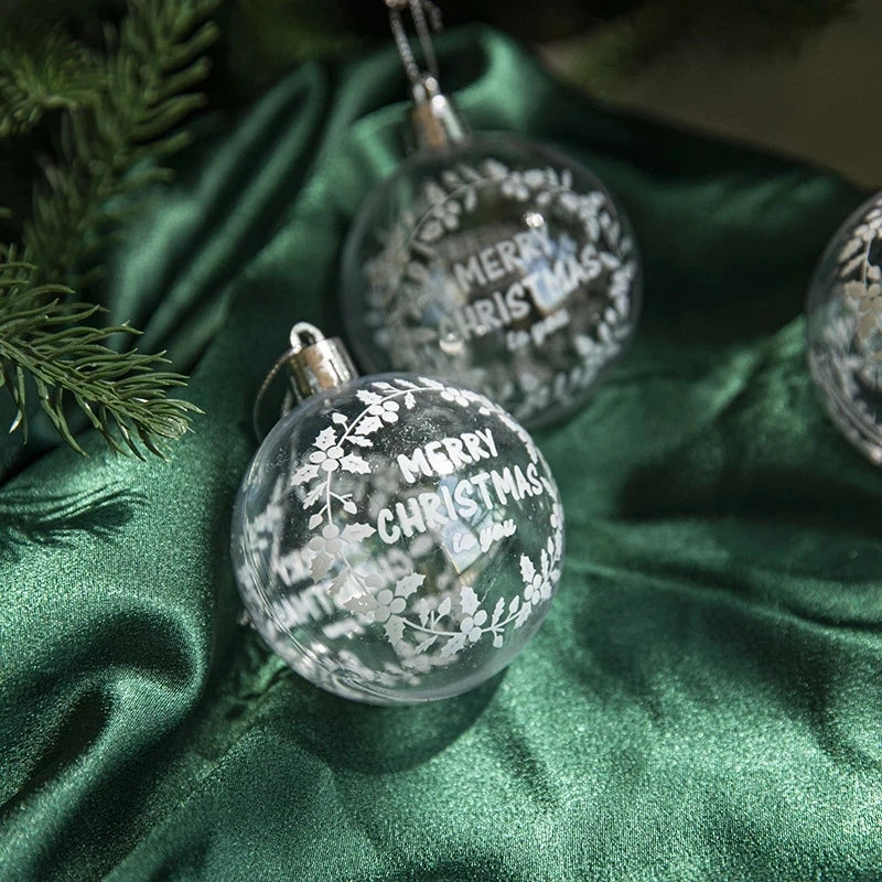 6Pcs/box 6cm Transparent Painting Christmas Ball New Year Xmas Tree Ornaments Decoration for Home 2023 Noel Navidad Gifts