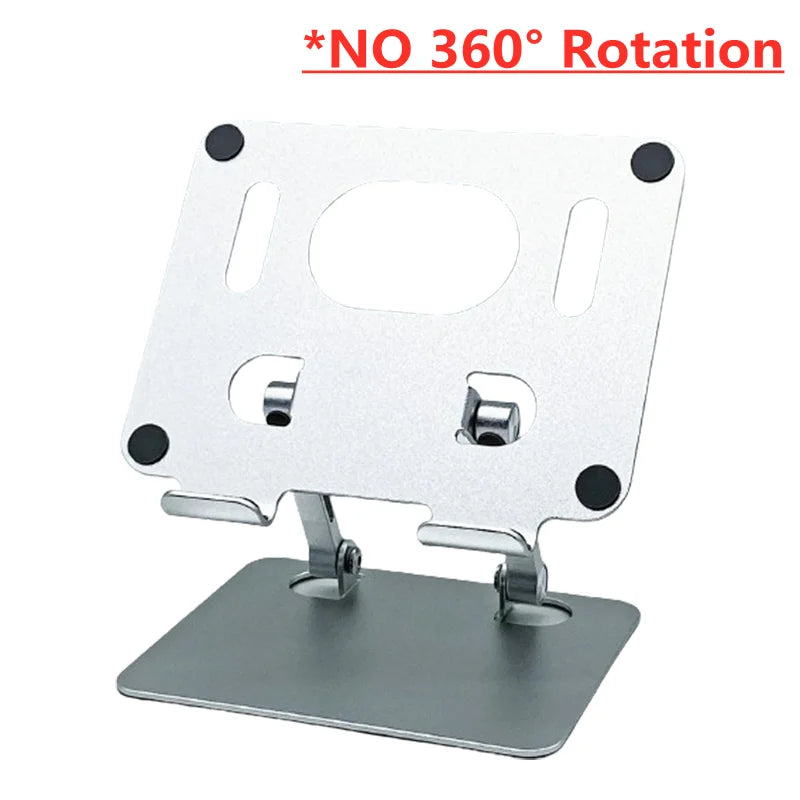 360 Tablet Desk Mobile Phone Holder Stand Adjustable Aluminum Alloy Desktop Lazy Bracket Foldable For iPhone iPad Laptop Samsung Silver NO Rotate