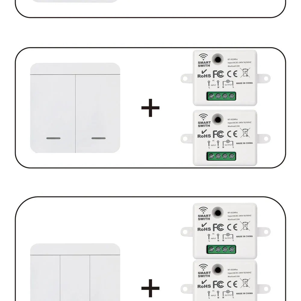 86 Wireless Smart RF 433Mhz 100-220V Wall Panel with Remote Control Mini Relay Receiver Home Led Light Lamp Switch