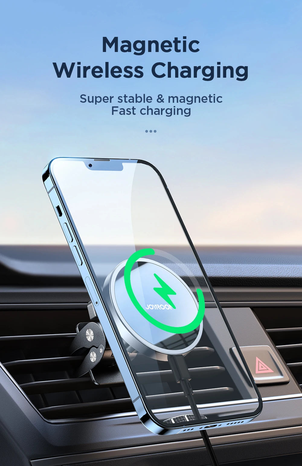 Joyroom Magnetic Car Phone Holder 15W Qi Wireless Car Charger For iPhone 14 13 12 Series Fast Air Vent Charging Phone Holder