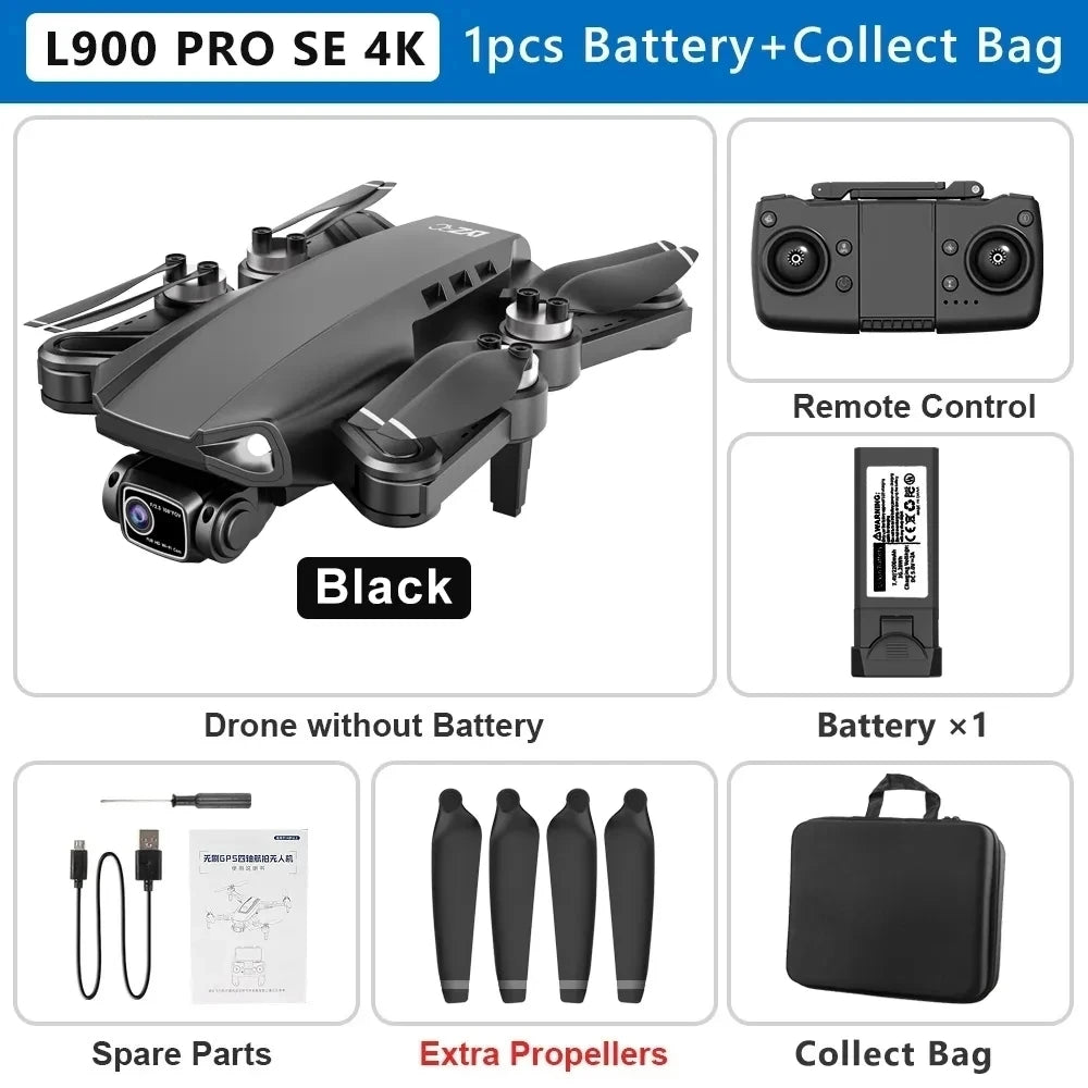 L900 Pro SE MAX GPS Drone 4K Professional Dual HD Camera 5G FPV 360° Obstacle Avoidance Brushless Motor Rc Quadcopter Dron Toys L900 Pro SE 1B Bag 1 CHINA