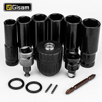 14Pcs Set Electric Impact Wrench Hexs Socket Adapter Kit Drill Chuck Drive Adapter SET for Electric Drill Wrench Screwdrivers