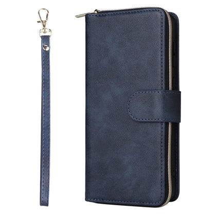 Wallet Luxury 9-Card Leather Case For Samsung Galaxy S23 Ultra S22 Ultra S21 Plus S20 FE S10 Lite S9 S8 Note 20 Ultra 10 Lite Blue