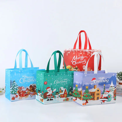 Merry Christmas Gift Bags Non-woven Santa Claus Snowman Handbag Xmas Holiday Party Supplies 2024 New Year Candy Gift Packaging