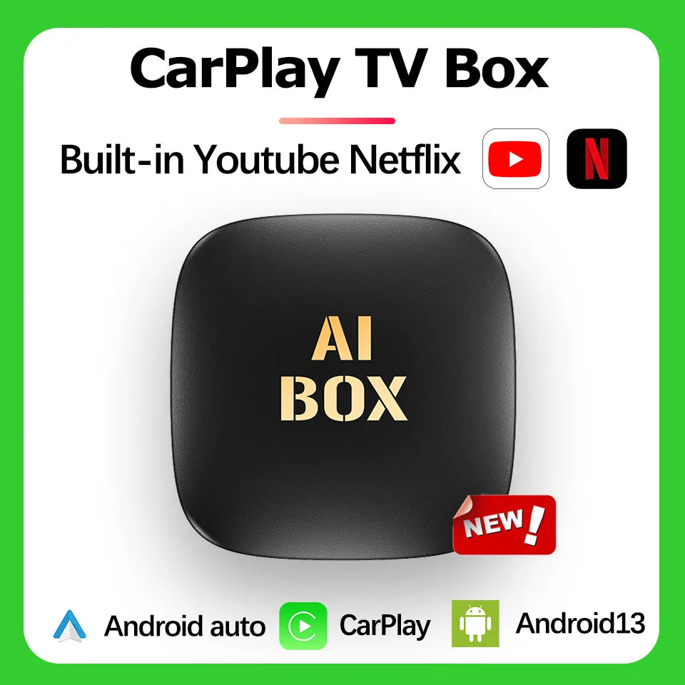 2024 New CarPlay TV Ai Box Android13 Tv Box Support Netflix YouTube Wireless Carplay Android Auto Adapter for Wired Carplay Android 13 Tv Box