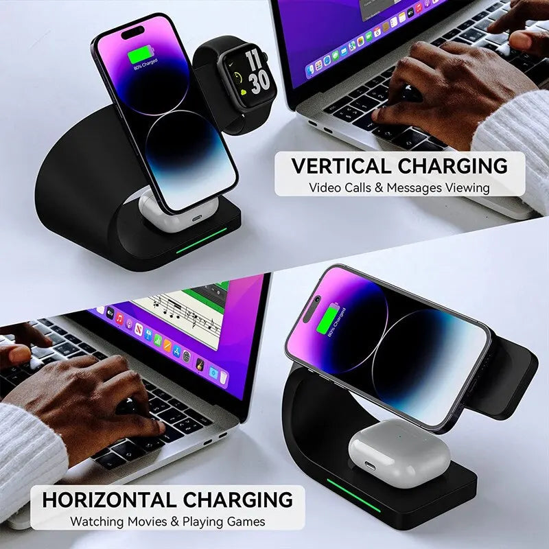 Magnetic Wireless Charger Stand 15W Induction Usb Chargers Quick Fast Charging Dock Station For iPhone 14 13 12 IWatch Airpods