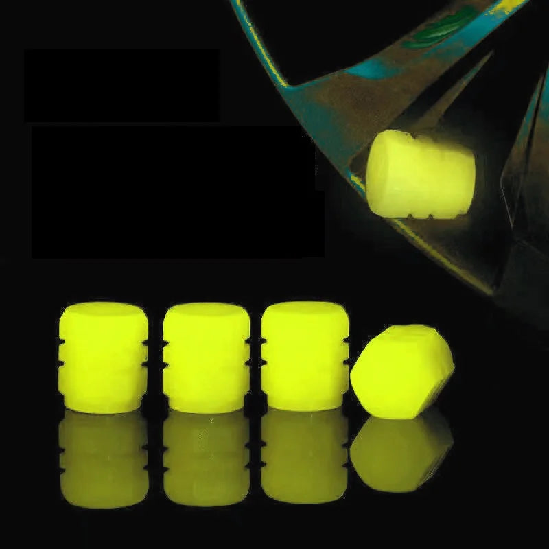 8pcs Car Luminous Tire Valve Caps Fluorescent Night Glowing Motorcycle Bicycle Bike Wheel Tyre Hub Valve Stem Caps Decor 1/ 4pcs 4pcs yellow