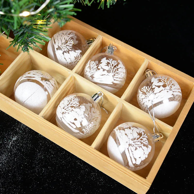 6Pcs/box 6cm Transparent Painting Christmas Ball New Year Xmas Tree Ornaments Decoration for Home 2023 Noel Navidad Gifts