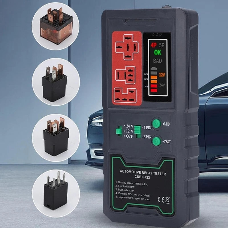 NEW Car Relay Tester 24V 12V Electronic Automotive-Universal Motorcycles Battery Checker Alternator-Analyzer Diagnostic Tool