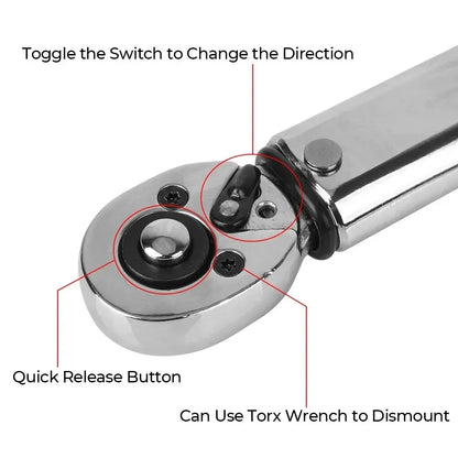 5-25N.m Micrometer Car Motorbike Disassembly Tool Professional Adjustable Torque Wrench 1/4'' Drive Spanner Hand Tool 3/8Adapter