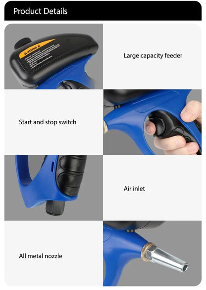 1Pcs Adjustable Sandblasting Gun 90psi Portable Sand Blaster Sand Blasting Machine Gravity Small Handheld Pneumatic Blasting Gun