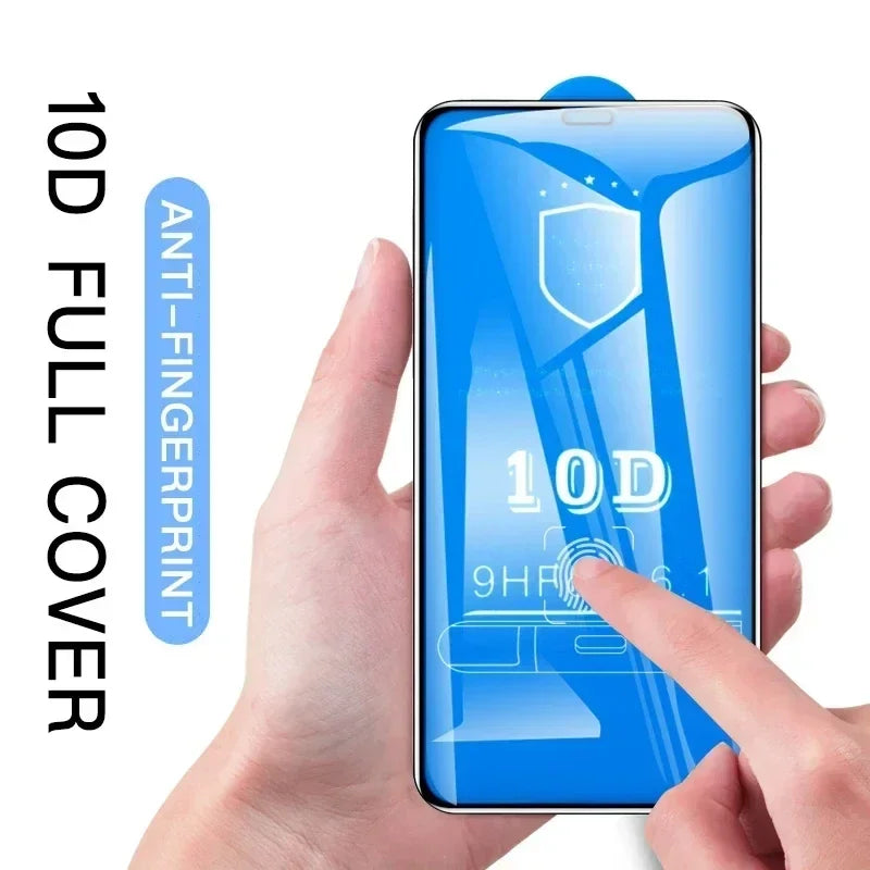 5Pcs 10D Tempered Glass For iPhone 13 11 12 14 Pro Max Mini 7 8 Plus Full Cover Screen Protector For iPhone 15 PRO XR X XS MAX