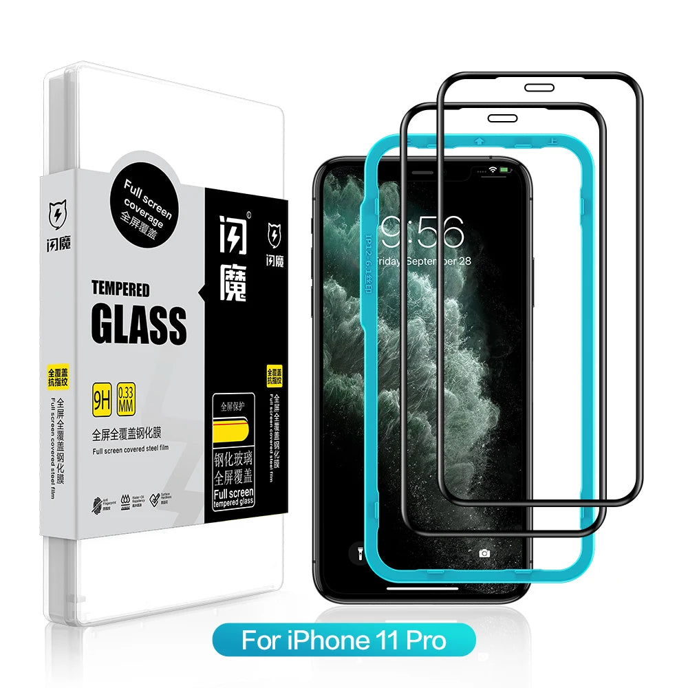 Screen Protector For iPhone 11 13 Pro Max 9H Tempered Glass Film for 12/12 mini/12 Pro Max XR Xs Max Clear Full Cover 2pcs iPhone 11 Pro