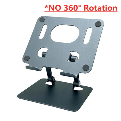 360 Tablet Desk Mobile Phone Holder Stand Adjustable Aluminum Alloy Desktop Lazy Bracket Foldable For iPhone iPad Laptop Samsung Gray NO Rotate