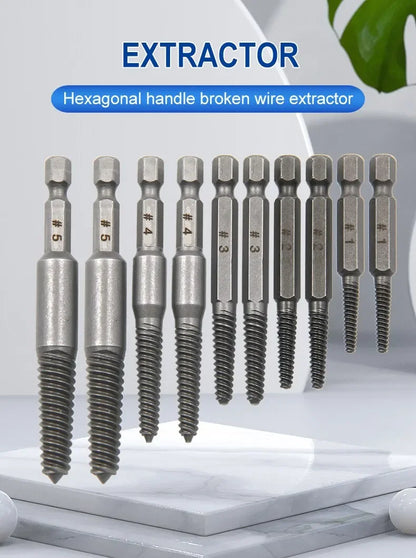 10pc Hexagonal Shank Broken Head Screw Extractor Screw Broken Head Screwdriver for Taking out Electric Drill Tool Set