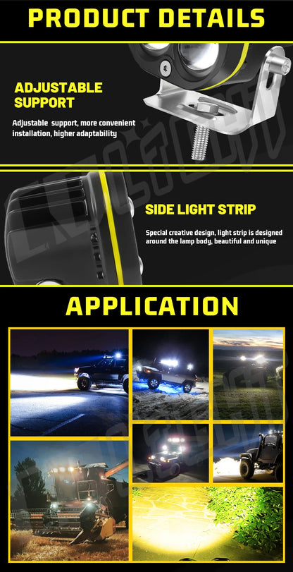 CO LIGHT 3inch Led Work Spotlights 24V 12V Headlights for Motorcycles Flood Led Bar Fog Light DRL for Car Truck 4x4 Off Road ATV