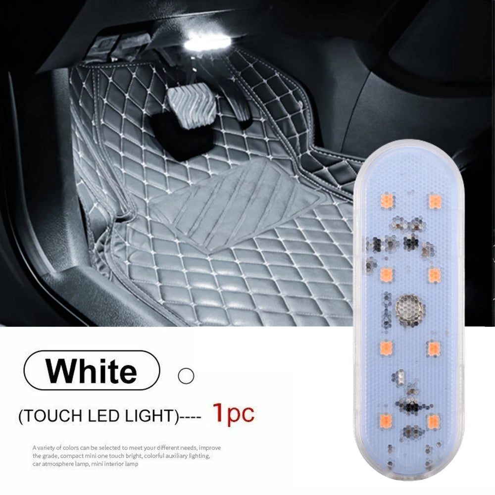 Car Interior Light LED Car Proof Touch Flash Light Door Magnet Touch Light USB Chargeable Battery Car Motorhome Ceiling Lamps WHITE