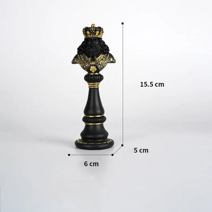 Resin Handicraft Chess Golden King Abstract Portrait Sculpture Chess Piece Decorative Figurines Room Decoration Accessories I