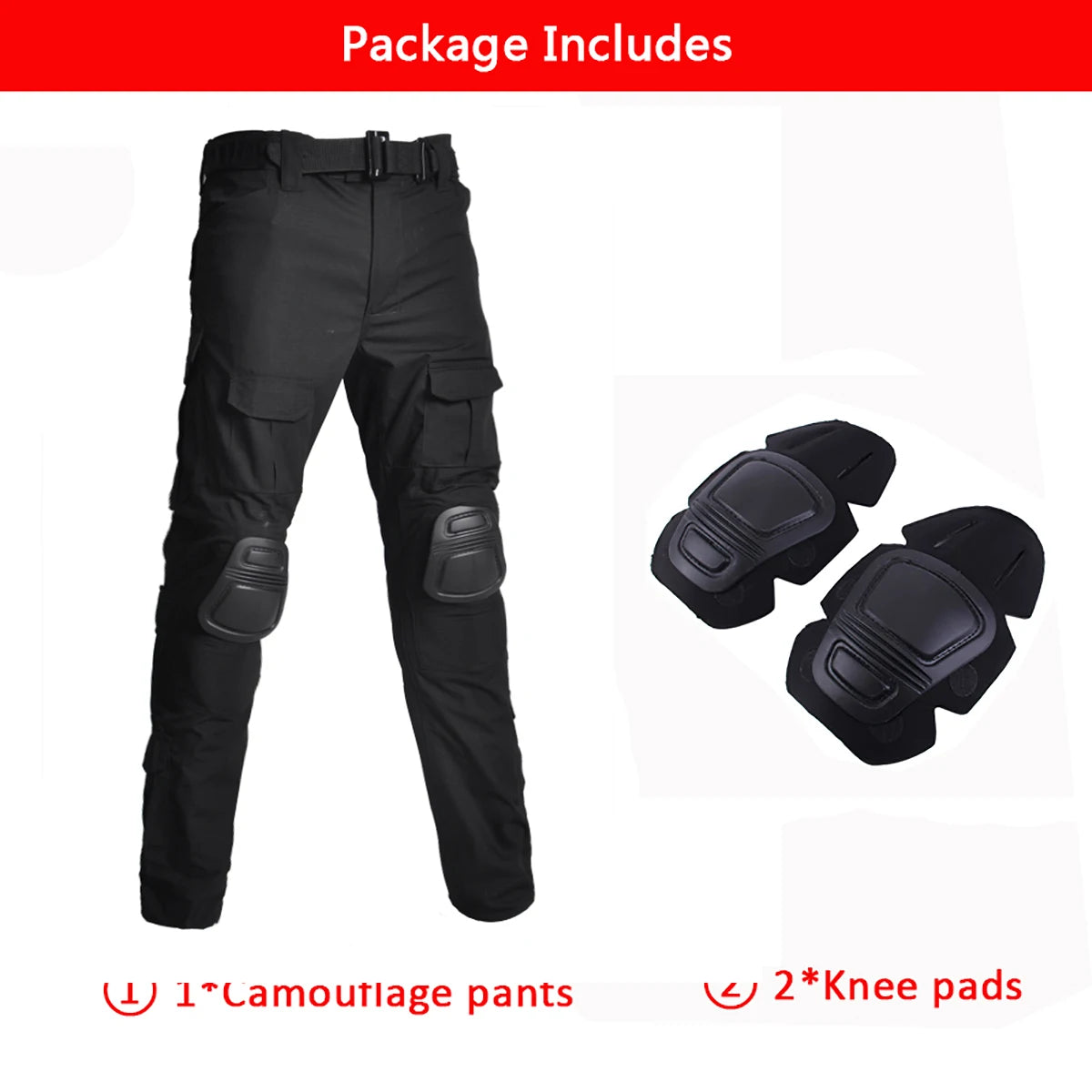 Multicam Camouflage Military Tactical Pants Army Wear-resistant Hiking Pant Paintball Combat Pant With Knee Pads Hunting Clothes black pants