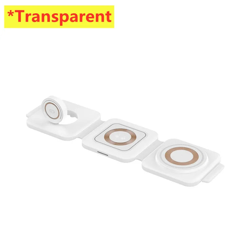 3 In 1 Magnetic Wireless Charger Pad Foldable Phone Chargers Stand Dock for iPhone 15 14 13 12 IWatch 8 7 Fast Charging Station