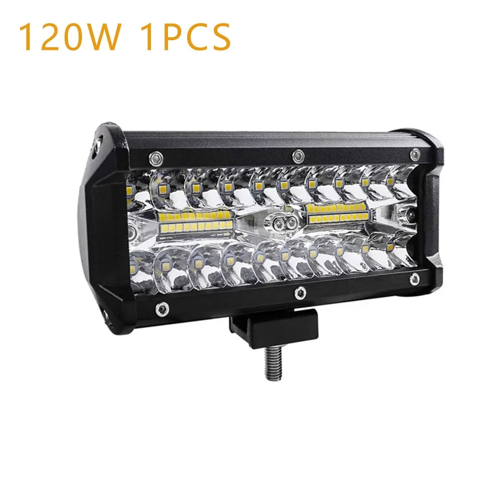 2PCS Car LED Light Bar Offroad 4x4 Spotlights Fog Lamp 12V Diode Headlight Truck Farm Tractor Boat SUV ATV Light Bar/work Light 120w 1PCS