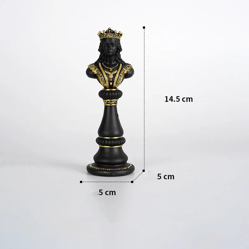 Resin Handicraft Chess Golden King Abstract Portrait Sculpture Chess Piece Decorative Figurines Room Decoration Accessories J